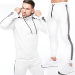 Contrast Stripe Workout Set // White + Gray (L)