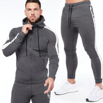 Contrast Stripe Workout Set // Gray + White (L)