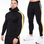 Contrast Stripe Workout Set// Black + Yellow (L)