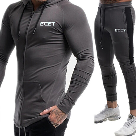 Contrast Stripe Tracksuit // Dark Gray + Black (M)