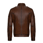 Zane Leather Jacket // Chestnut (XL)