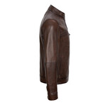 Quilted Shoulders Racer Jacket // Style 2 // Chestnut (XL)