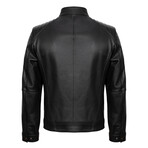 Quilted Shoulders Racer Jacket // Black (XL)