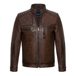 Quilted Shoulders Racer Jacket // Style 2 // Chestnut (3XL)
