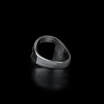 Curved Onyx Ring with Side Stones (7.5)