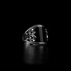 Curved Onyx Ring with Side Stones (8)