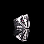 Poker Ring with Lab Ruby Stones (5.5)