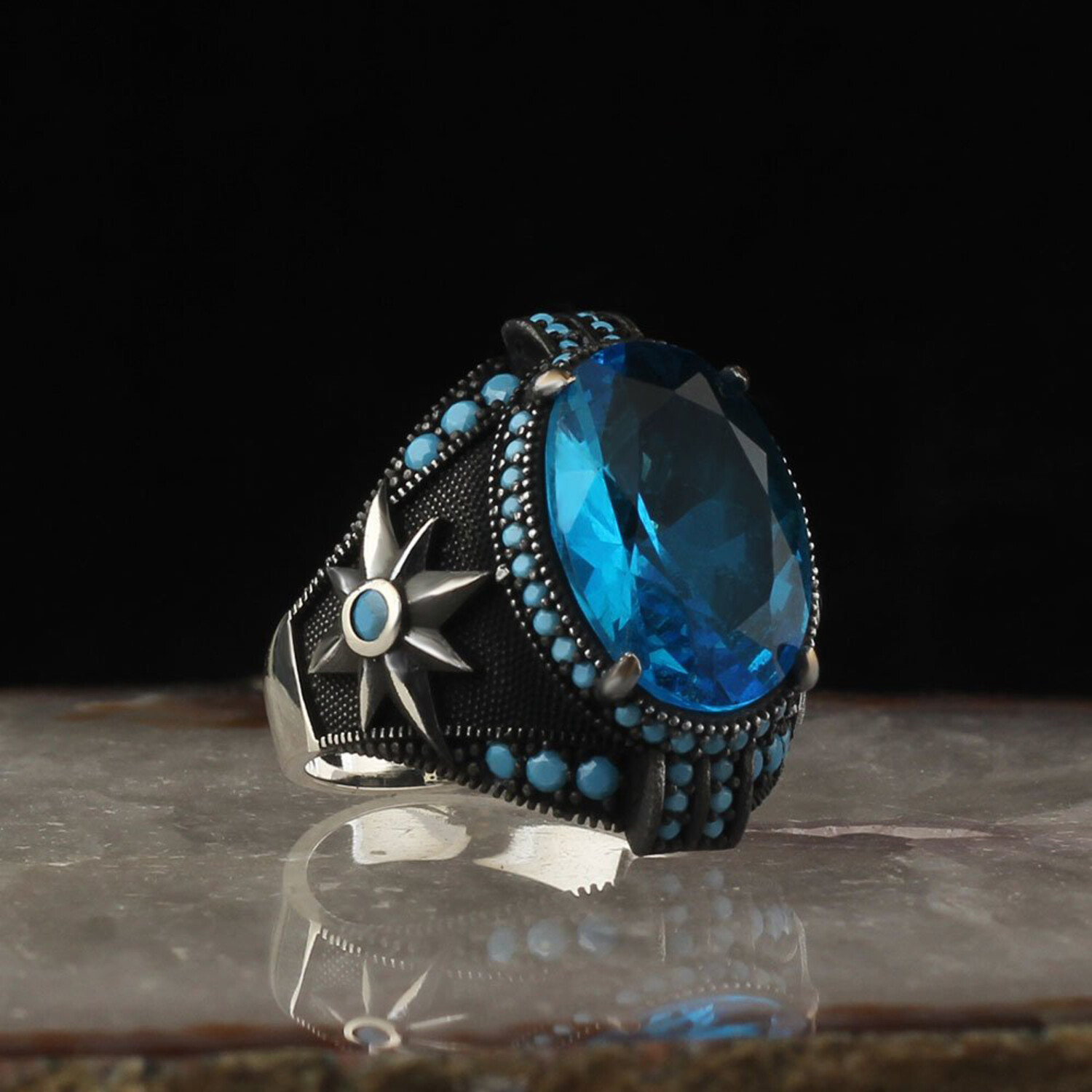 North Star Blue Topaz Ring (5.5) - Ephesus Jewelry: Men's Rings - Touch ...