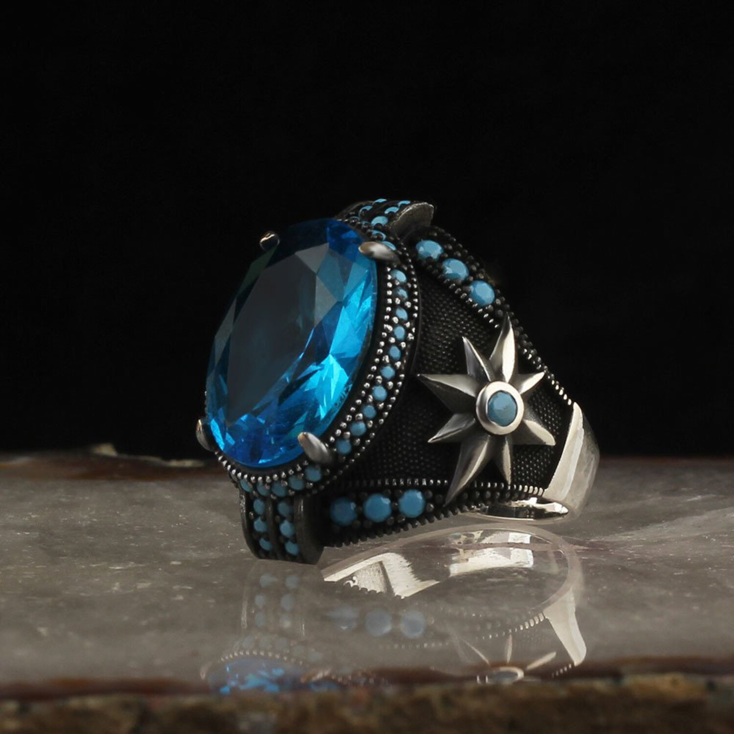 North Star Blue Topaz Ring (8) - Ephesus Jewelry: Men's Rings - Touch ...