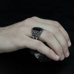 Curved Onyx Ring with Side Stones (5)