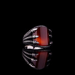 Eagle Claw Ring with Red Agate (7.5)