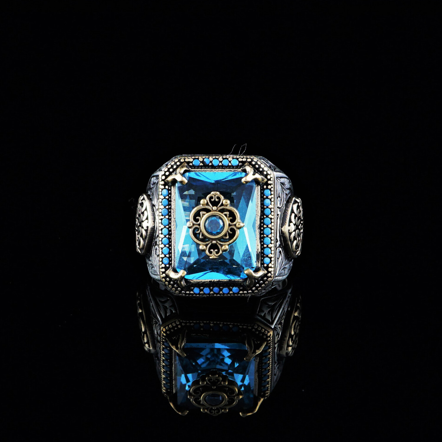 Emerald Cut Blue Topaz Ring (8) - Ephesus Jewelry: Men's Rings - Touch ...