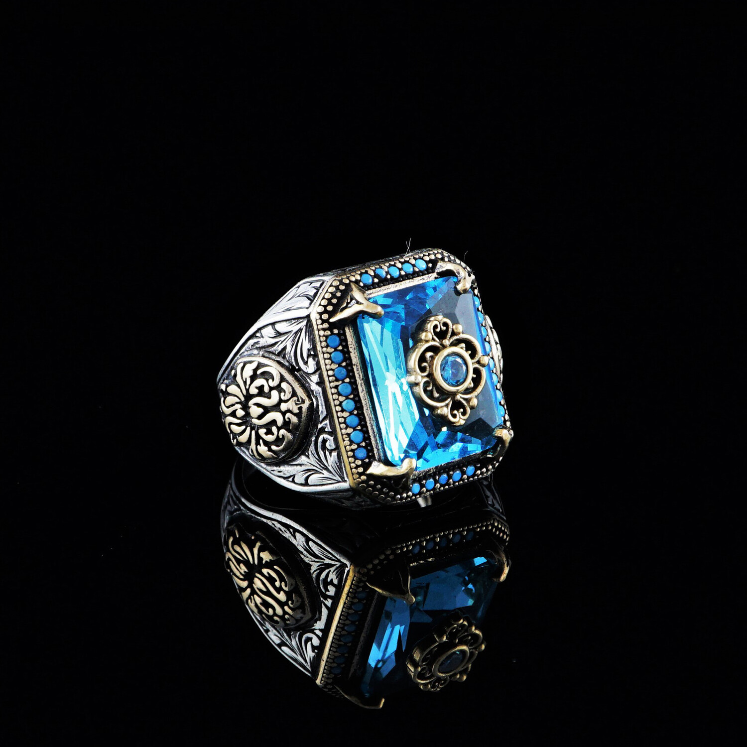 Emerald Cut Blue Topaz Ring (8) - Ephesus Jewelry: Men's Rings - Touch ...