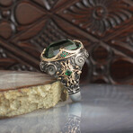 Large Green Gemstone Ring (6.5)