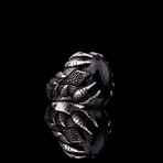 Claw Ring with Black Stone (7.5)