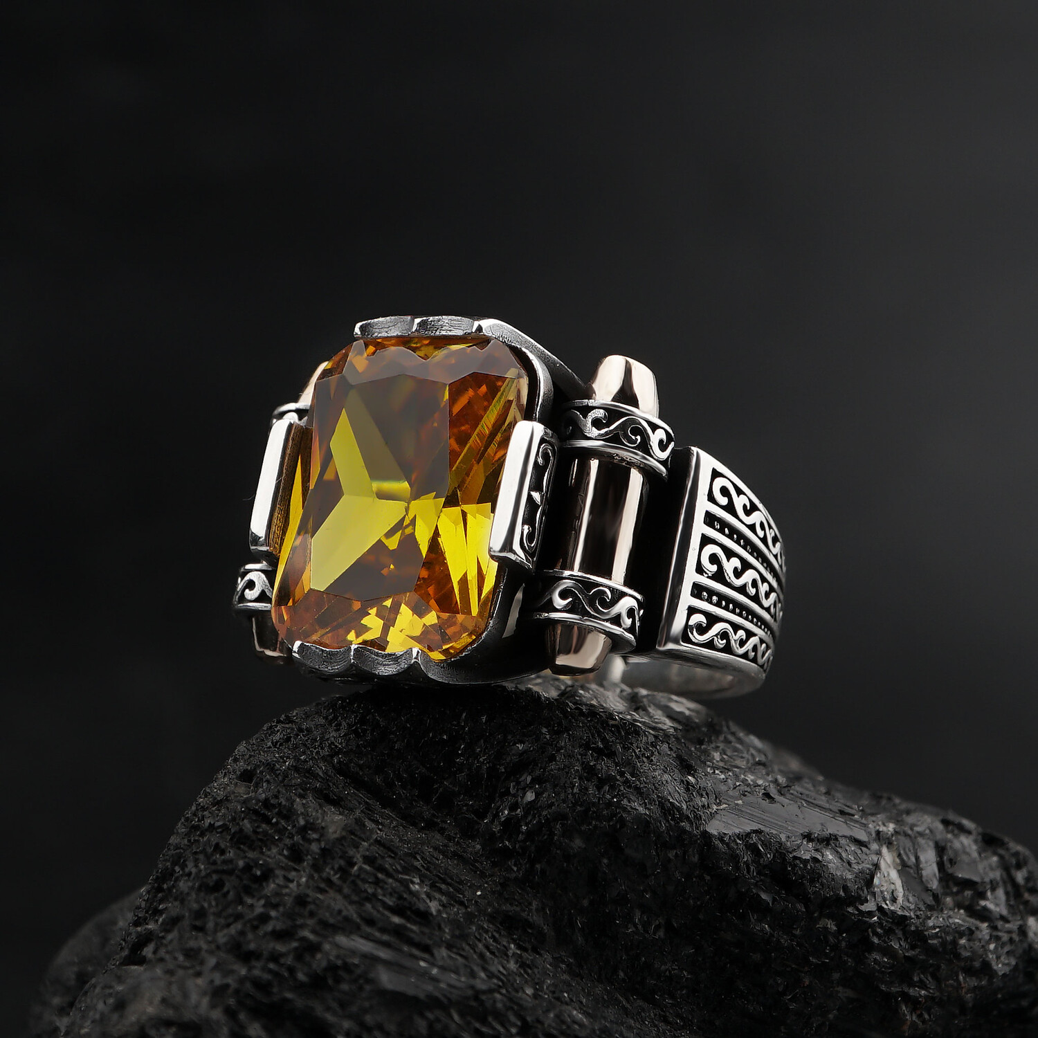 Emerald Cut Citrine Ring (5) - Ephesus Jewelry: Men's Rings - Touch of ...