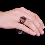 Eagle Claw Ring with Red Agate (6.5)