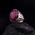 Faceted Ruby Ring (8.5)