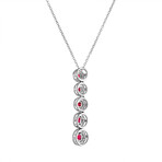 18K White Gold Diamond + Ruby Necklace // 18" // New