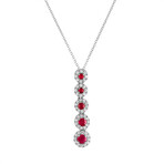 18K White Gold Diamond + Ruby Necklace // 18" // New