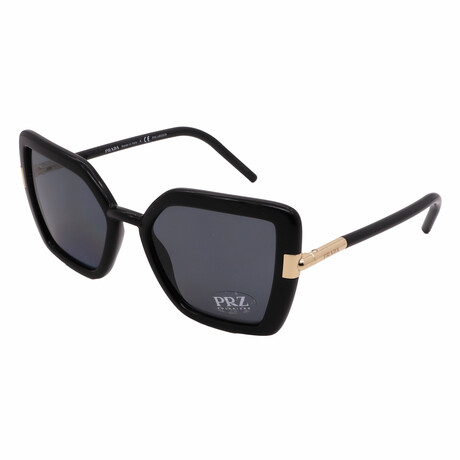 Prada // Women's Square PR09WS 1AB5Z1 Polarized Sunglasses // Black + Gray