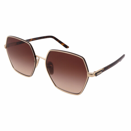 Prada // Women's Square PR56YS ZVN6S1 Non-Polarized Sunglasses // Gold + Brown Gradient