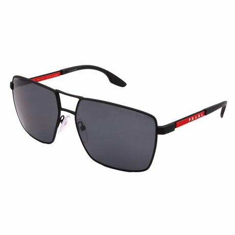 Prada Sport // Men's Square PS50WS DG002G Polarized Sunglasses // Matte Black + Dark Gray