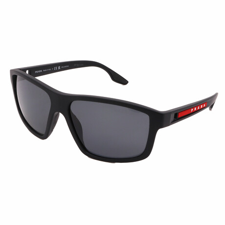 Prada Sport // Men's SquarePS02XS DG002G Polarized Sunglasses // Rubber Black + Dark Gray