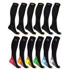 12-Pairs // Premium Sports Knee-High Compression Socks // Black (Small/Medium)