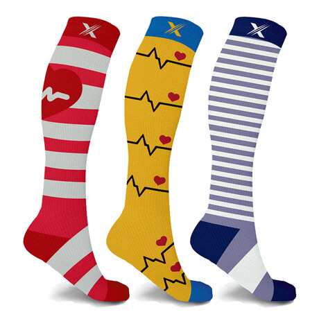 Knee High Compression Socks For Nurses And Doctors // 3-Pairs (2X-Large)