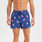 Flamingo Pattern Men's Swimsuit // Pink, Blue (S)