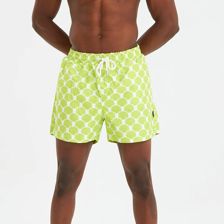 Shell Pattern Men's Swimsuit // Green, White (S)