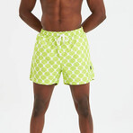 Shell Pattern Men's Swimsuit // Green, White (2XL)