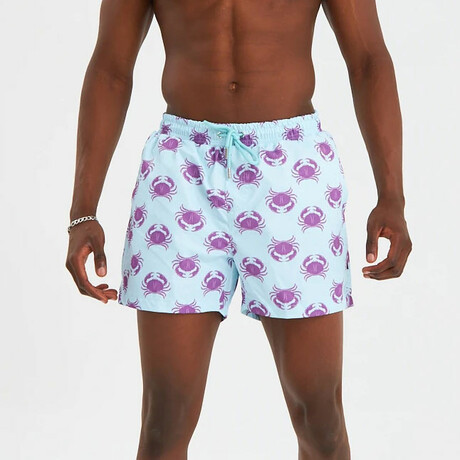 Crab Pattern Men's Swimsuit // Purple, Blue (S)