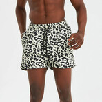 Leopard Pattern Men's Swimsuit // Black, Crème (2XL)