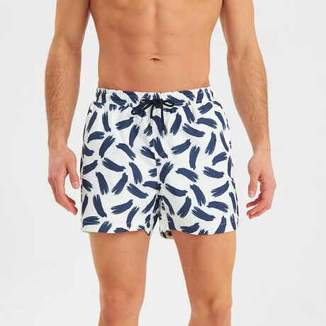 Brush Stroke Men's Swimsuit // Blue, White (S)