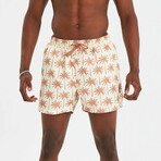 Palm Pattern Men's Swimsuit // Tan, Brown (M)