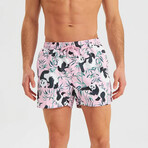 Panda Pattern Men's Swimsuit // Black, White, Pink (S)