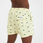 Fish Bone Pattern Men's Swimsuit // Yellow, Black (S)