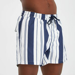 Mixed Stripe Men's Swimsuit // Blue, White (XL)