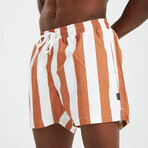 Wide Stripe Men's Swimsuit // Brown, White (XL)