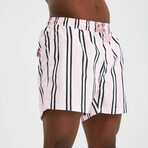 Striped Men's Swimsuit // Pink, Black, White (S)