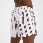 Striped Men's Swimsuit // Pink, Black, White (2XL)