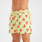 Octopus Pattern Men's Swimsuit // Lime, Orange (S)