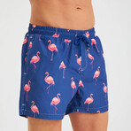 Flamingo Pattern Men's Swimsuit // Pink, Blue (S)