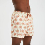 Palm Pattern Men's Swimsuit // Tan, Brown (S)