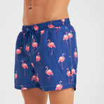 Flamingo Pattern Men's Swimsuit // Pink, Blue (S)