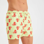 Octopus Pattern Men's Swimsuit // Lime, Orange (S)