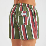 Mixed Stripe Men's Swimsuit // Green, Red, Blue, White (S)