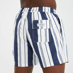 Mixed Stripe Men's Swimsuit // Blue, White (L)